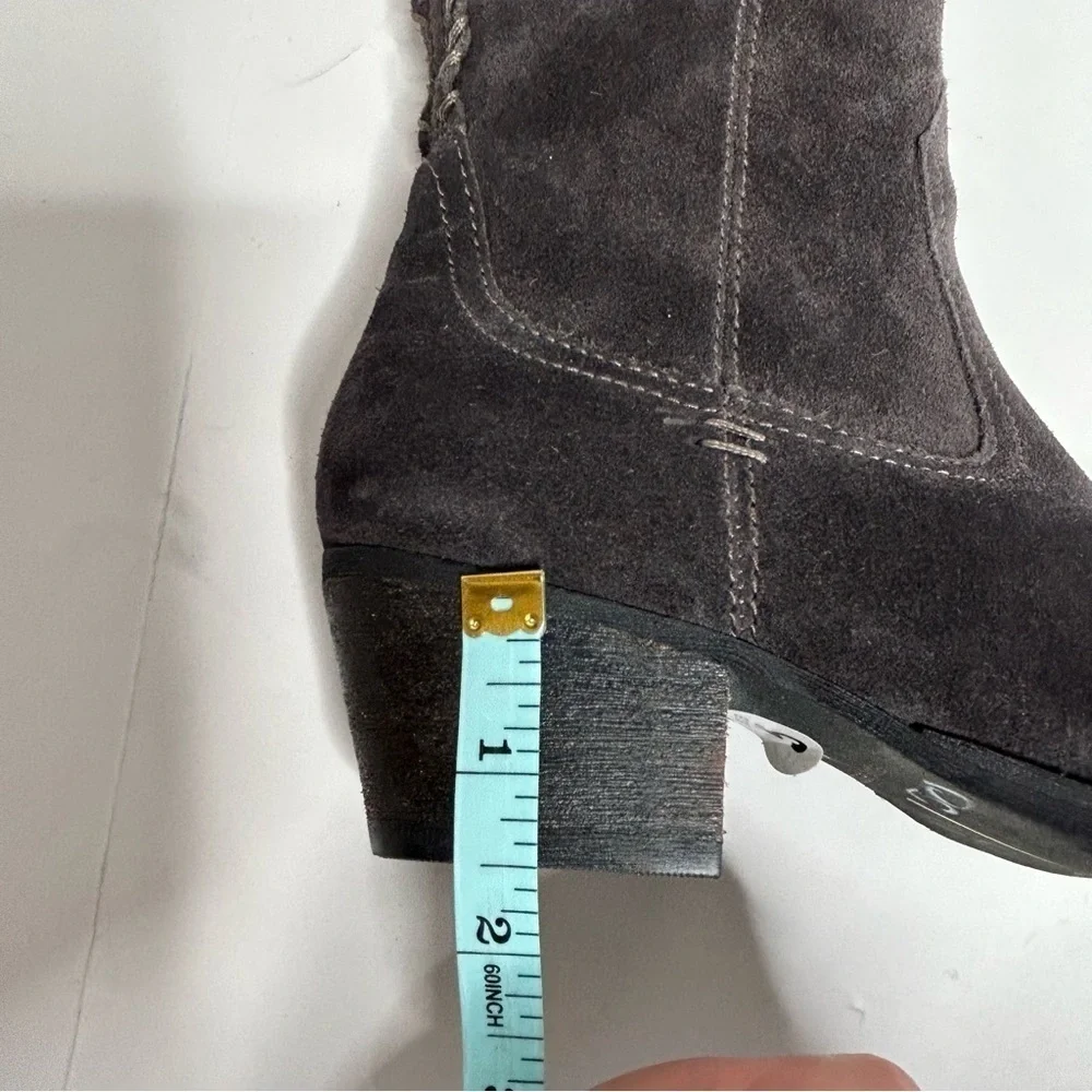 Dolce Vita OTK Gray Suede Stitched Western Over The Knee Boots